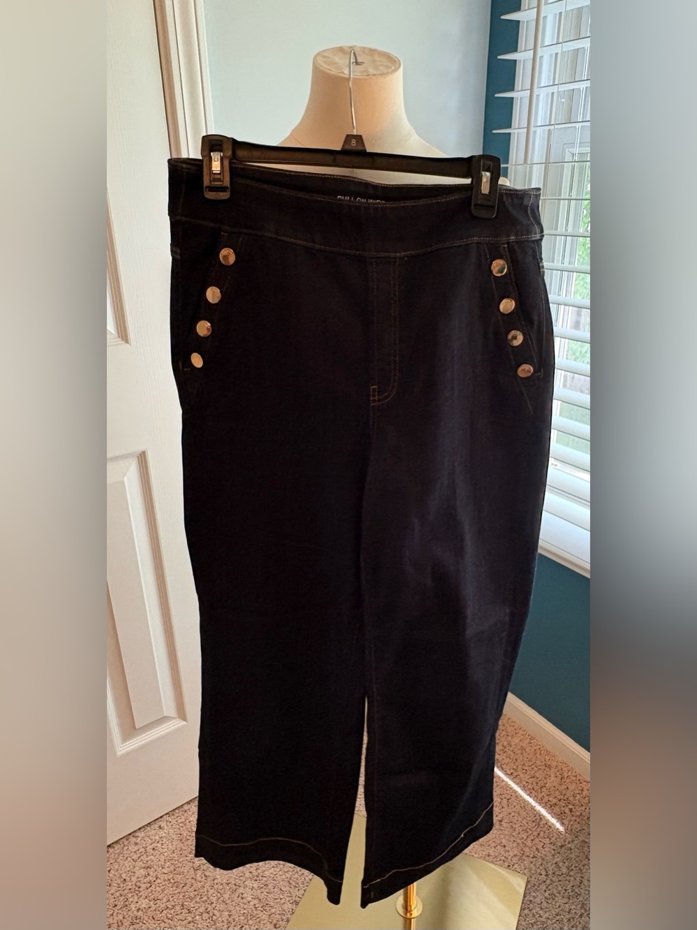Chico’s Women’s Dark Blue Button-Accent Jeans